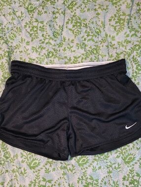 Nike Women’s Black Athletic Mesh Short with White Swoosh